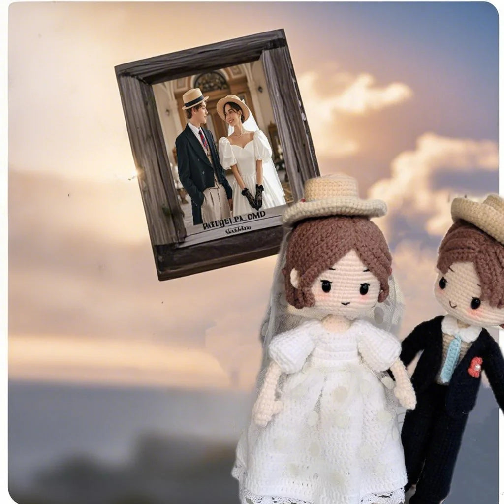PhotoToCrochetDoll- Personalized Couple Crochet Dolls with Photo Card